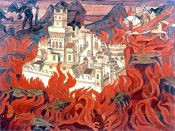 "Virgin City  Bitterness To Enemies". Painting by Nicholas Roerich