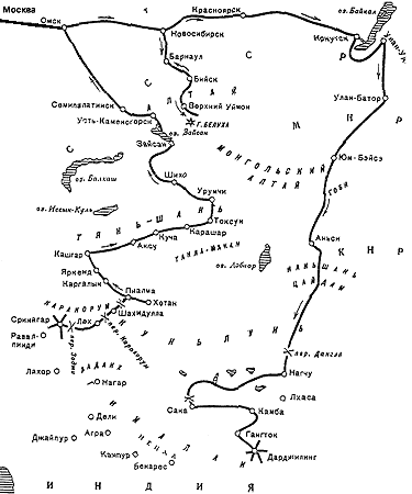 Карта Центрально-Азиатской экспедиции Н.К. Рериха